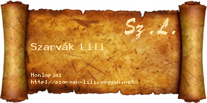Szarvák Lili névjegykártya